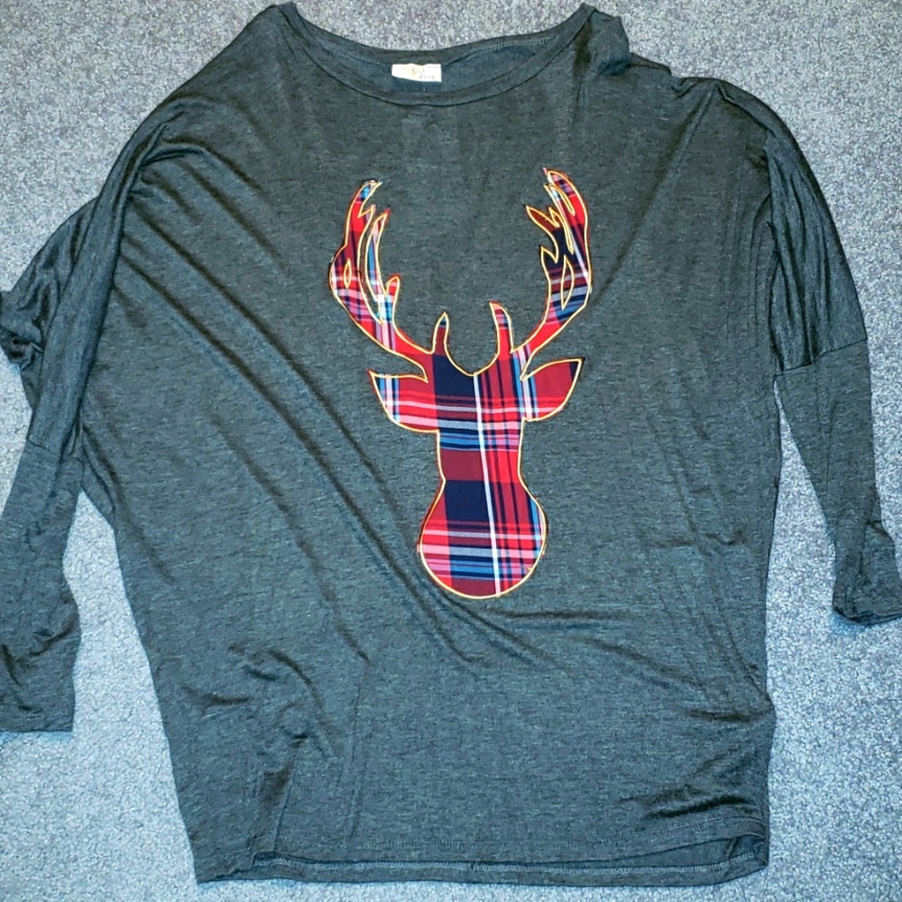 Reindeer embellished dolman tunic